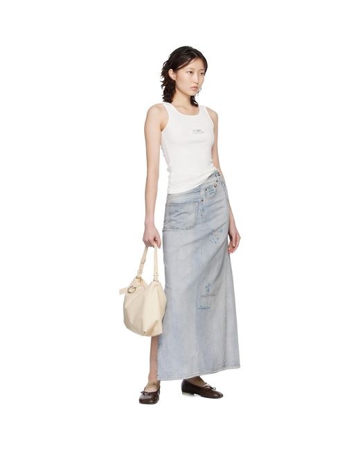 MM6 by Maison Margiela Black Distressed Denim Maxi Skirt