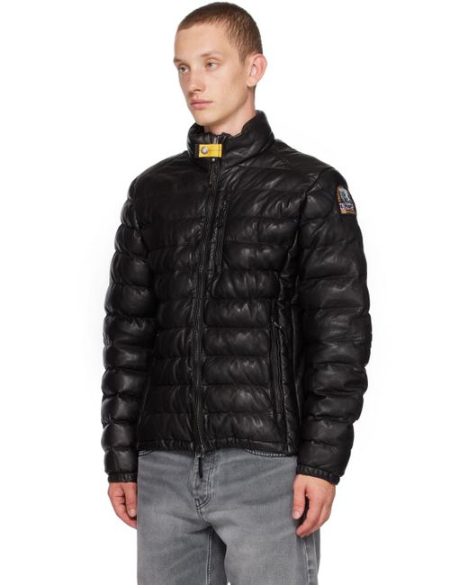 Parajumpers Black Ernie Leather Jacket for men