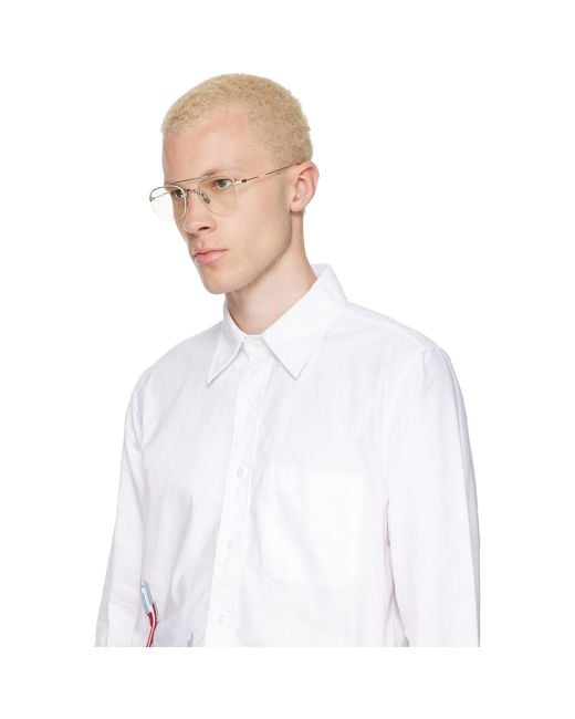 Thom Browne Multicolor Titanium Semi-Rimless Pilot Glasses for men