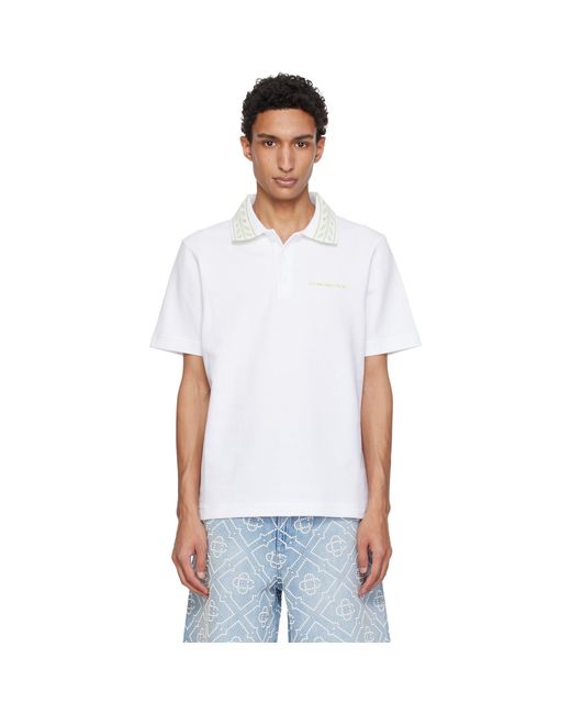 Casablanca White Laurel Piqué Polo for men