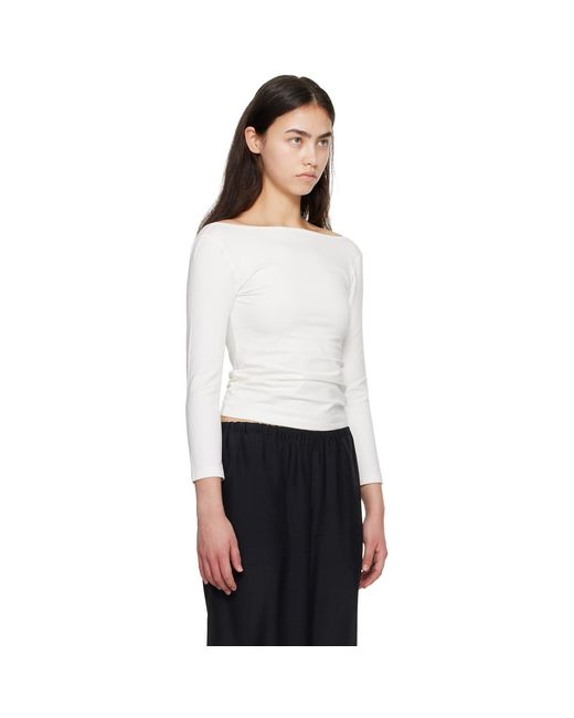 St. Agni White Soft Jersey Ballerina Long Sleeve T-Shirt
