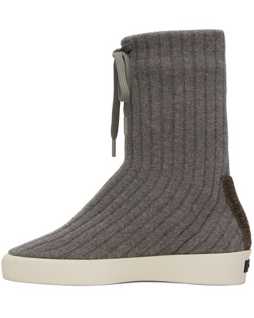 Fear Of God Gray Moc Knit High Sneakers for men