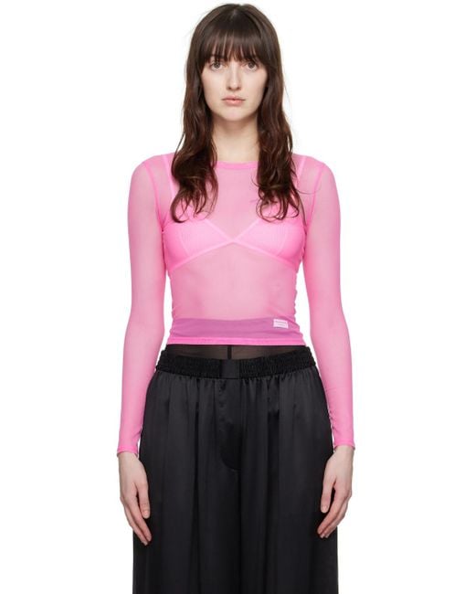 Alexander Wang Pink Semi-sheer Long Sleeve T-shirt