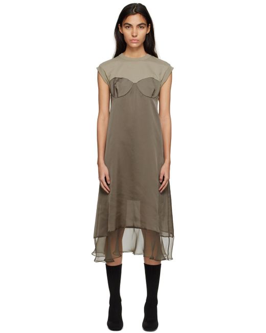 Sacai カーキ パネル ミディアムワンピース Black
