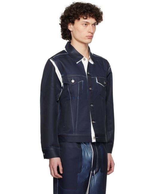 メンズ Comme des Garçons ネイビー Overprint トラッカージャケット Blue