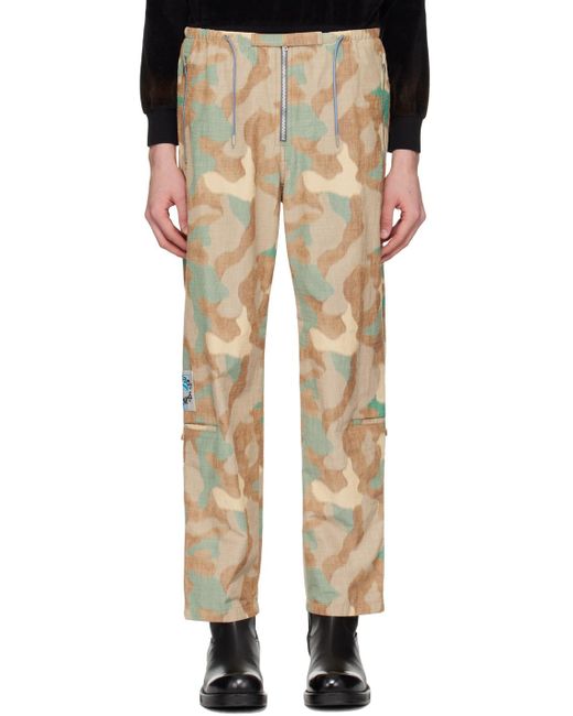 Acne Natural Beige & Green Camo Trousers for men