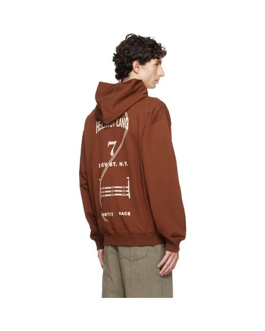 Helmut Lang Brown Ticket Logo Hoodie for men