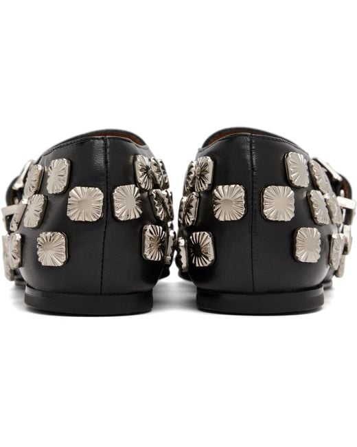 Toga Black Soft Leather Ballerina Flats