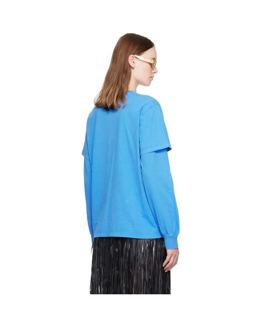 Ganni Blue Future Heavy Jersey Double Sleeve T-Shirt