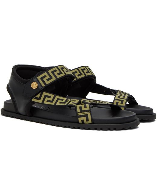 メンズ Versace グレカ サンダル Black