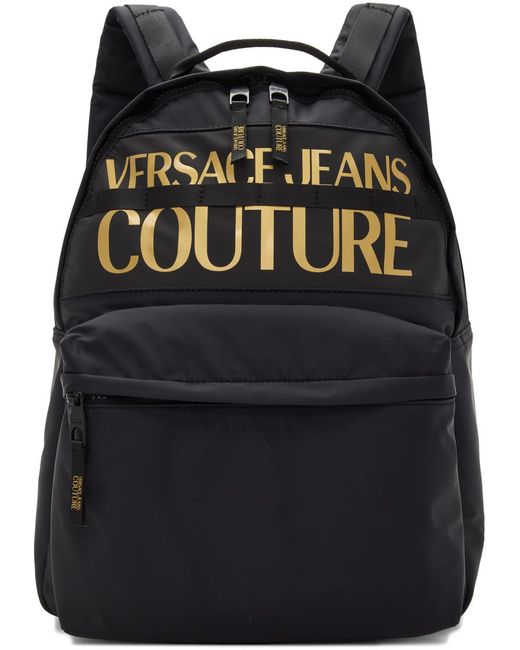 Versace Black Logo Backpack for men