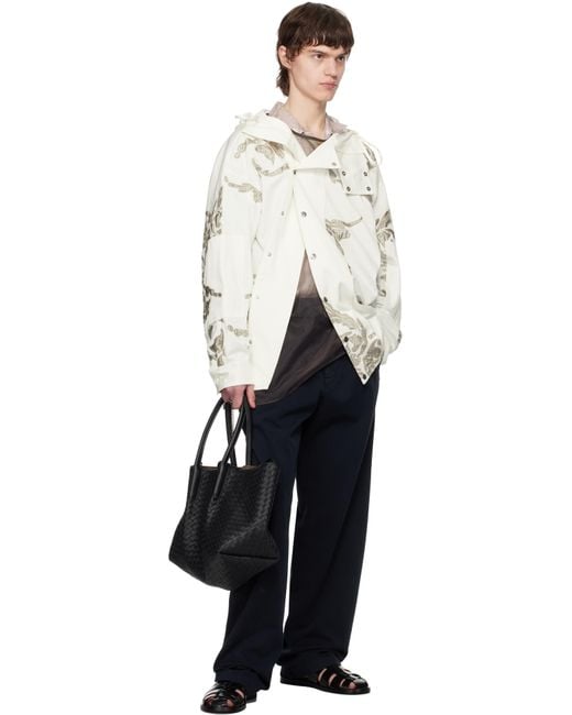 Dries Van Noten White Embroidered Patches Jacket for men