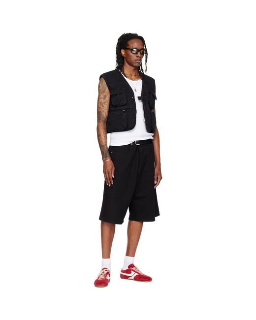 Lu'u Dan Black Wadded Cargo Vest for men