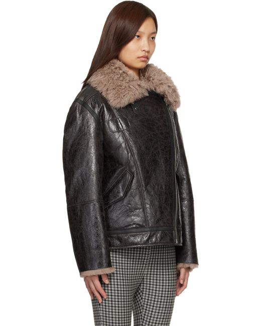Acne Black Leather Shearling Jacket