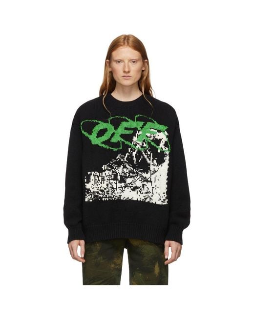 Off-White c/o Virgil Abloh Black And White Ruined Factory Sweater ...