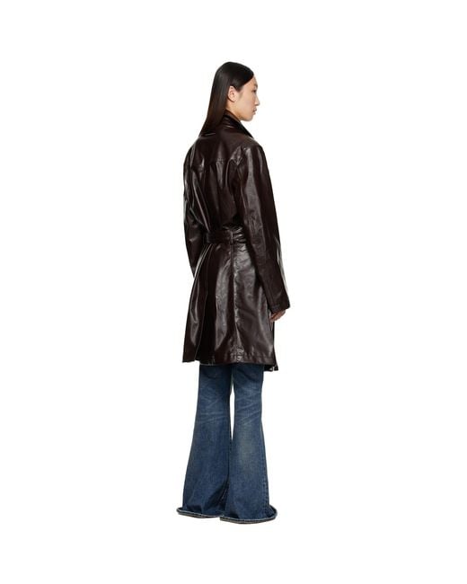 MM6 by Maison Margiela Black Burgundy Rain Faux-Leather Trench Coat
