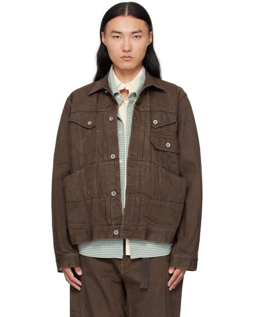 Sacai Brown Cotton Denim Jacket for men