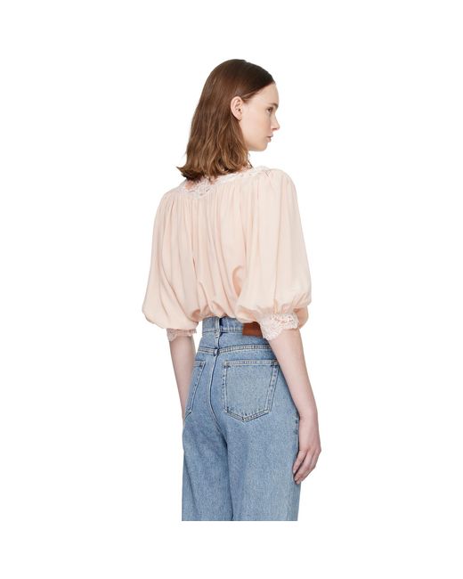 Chloé Blue Fluid Puff-Sleeve Blouse