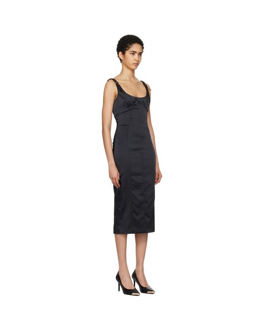 Versace Jeans Couture Black Satin Midi Dress