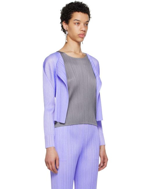 Pleats Please Issey Miyake Blue Monthly Colors May Cardigan | Lyst