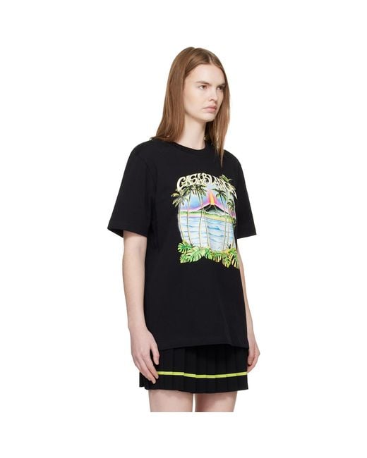 Casablanca Black Short Sleeve T‑Shirt