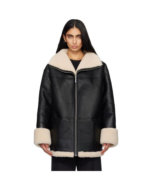 Totême Black Signature Shearling Jacket