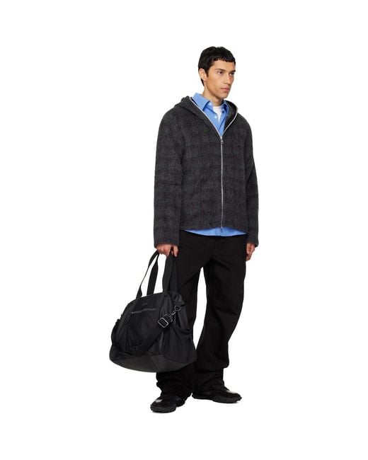 Boss Black Reflective Details Faux-Leather Holdall Duffle Bag for men