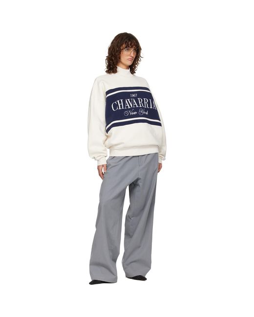 Willy Chavarria Blue Off- 'Chavarria' Stripe Gilroy Sweatshirt