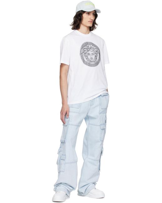 Versace White Medusa Sliced T-Shirt for men