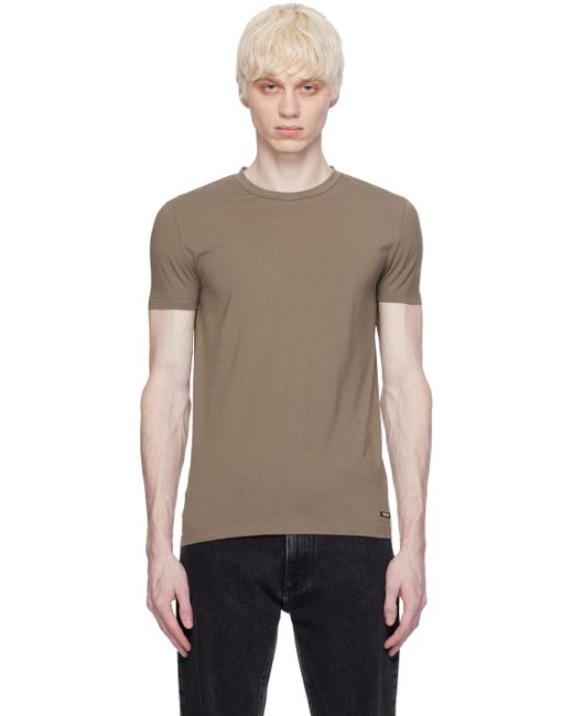T-shirt taupe à encolure arrondie Zegna pour homme en coloris Black