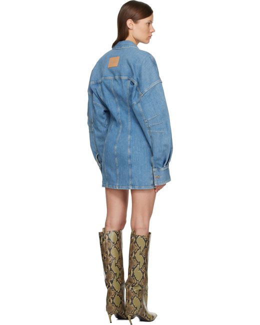 Robe Courte Bleue En Denim À Effet Délavé The Attico en coloris Blue