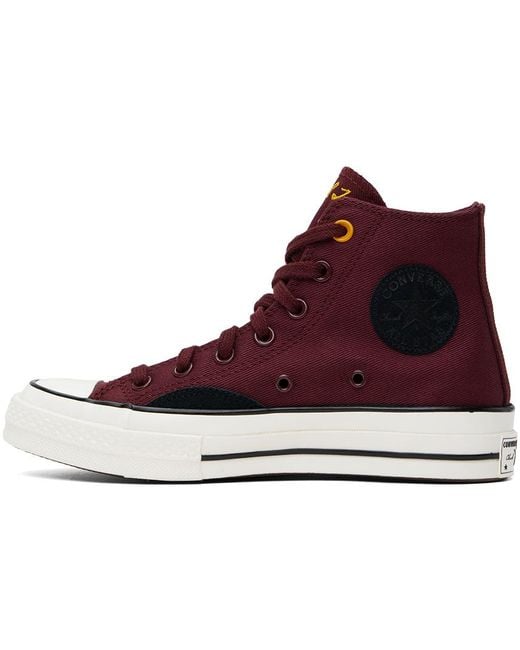 Converse Red Burgundy & Black Chuck 70 Mixed Materials High Top Sneakers for men