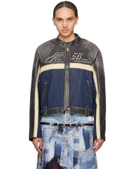 ANDERSSON BELL Blue Racing Leather Jacket