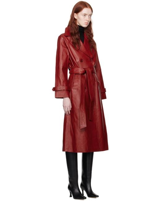 Reformation Red Veda Edition Leather Trench Coat