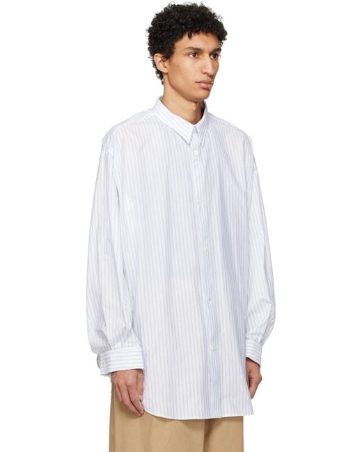 Chemise blanc et bleu à rayures Hed Mayner pour homme en coloris White