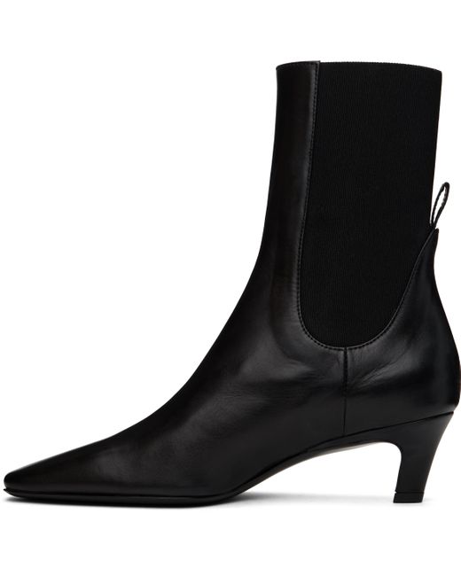 Totême  Black Leather Mid-Heel Boots