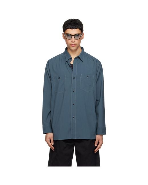 Nanamica Blue Polyester Wool Field Shirt for men