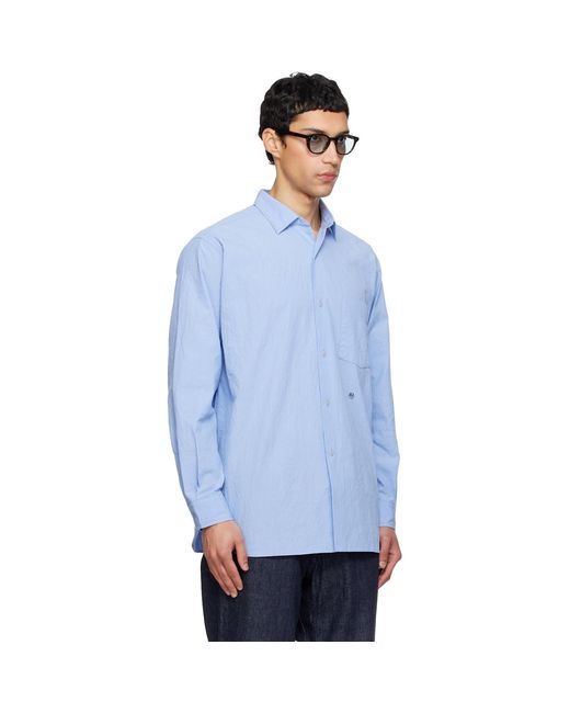 Nanamica Blue Regular Collar Wind Shirt for men