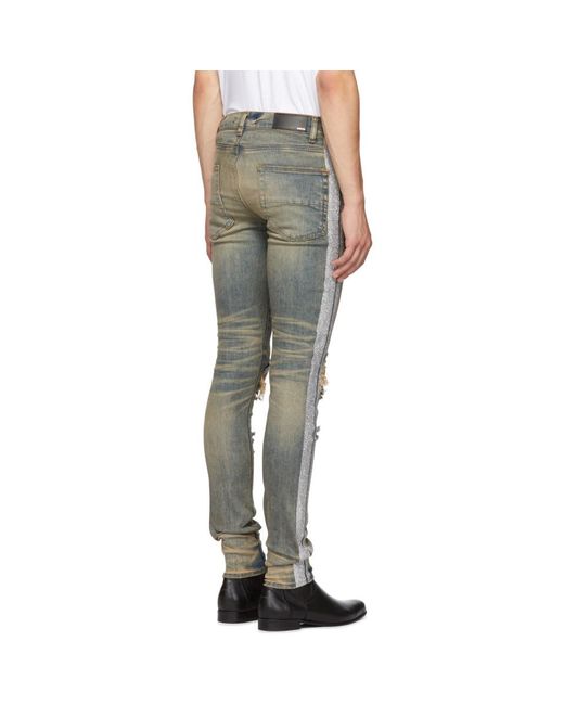 Amiri Denim Indigo Silver Glitter Jeans 