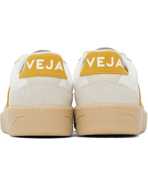 Veja ホワイト＆イエロー V-90 レザースニーカー Black