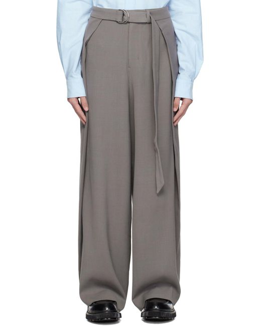 Ami Paris Gray Wideleg Trousers for Men Lyst