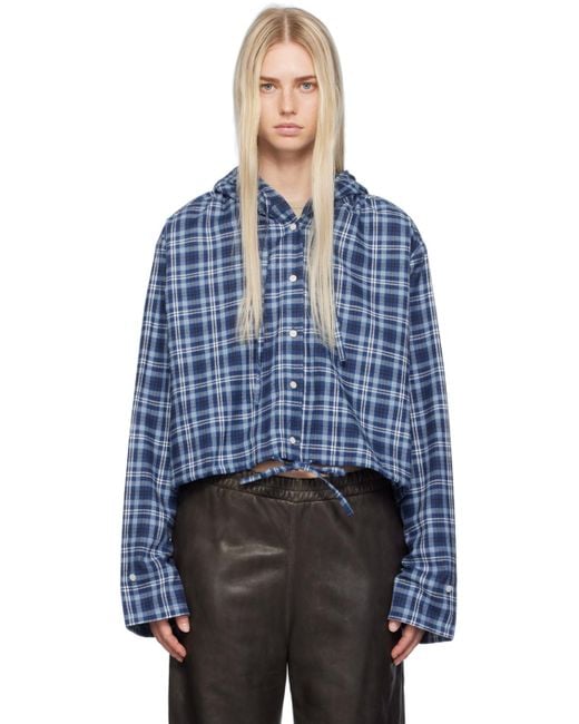 シャツ HUECLOSET hooded tartan check shirt SE247 Acne Studios Checked Hooded Flannel Shirt in Blue | Lyst