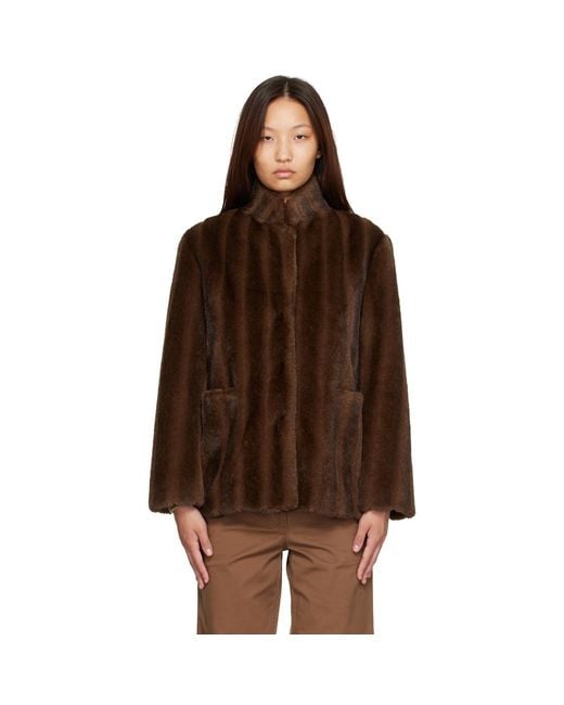 NOTHING WRITTEN Brown Misha Faux Fur Jacket