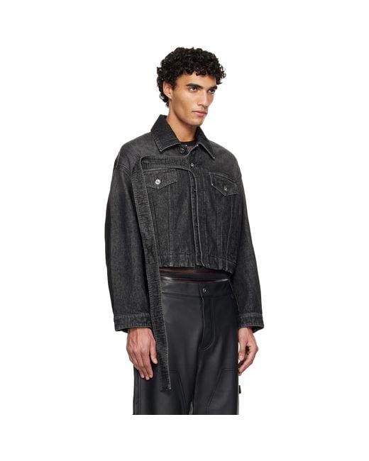Jean Paul Gaultier Black Oversized Strap Denim Jacket for men
