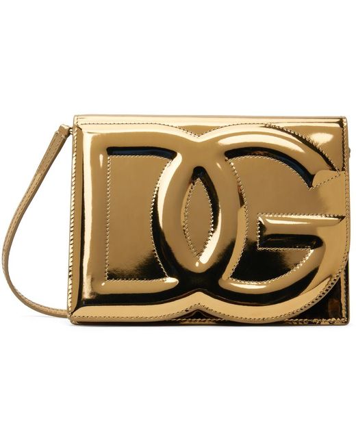 Sac à bandoulière doré à logo dg Dolce & Gabbana en coloris Metallic