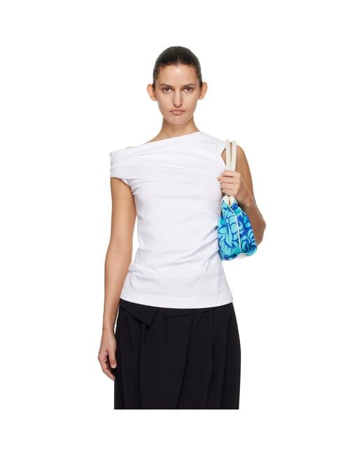 Dries Van Noten White Off-Shoulder Jersey Top