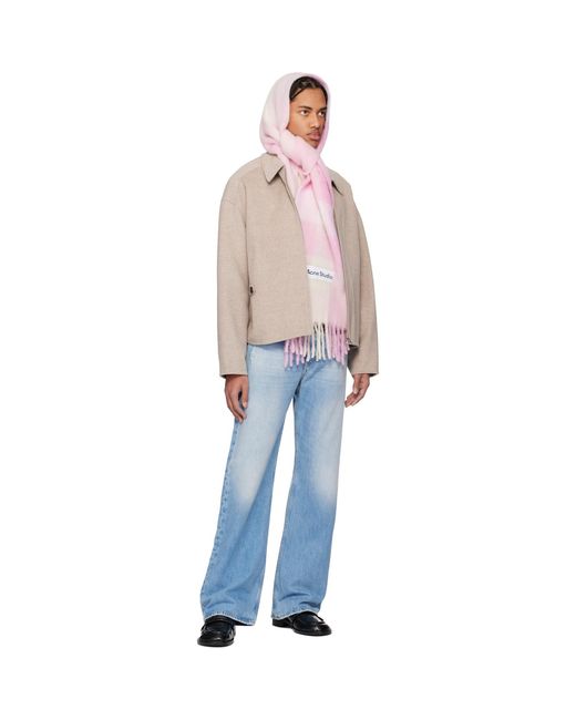 Acne Pink Mohair Checked Scarf for men