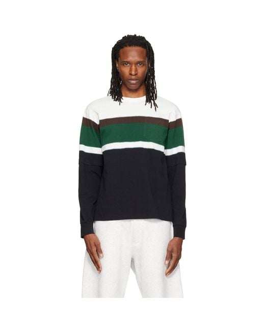 Sacai Green Chusen-Dyed Cotton Jersey L/S T-Shirt for men