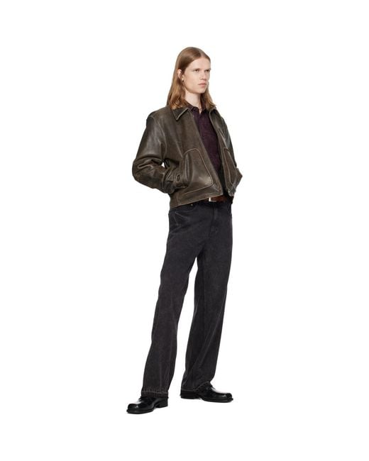 MMIC Brown Aged Leather Jacket for men
