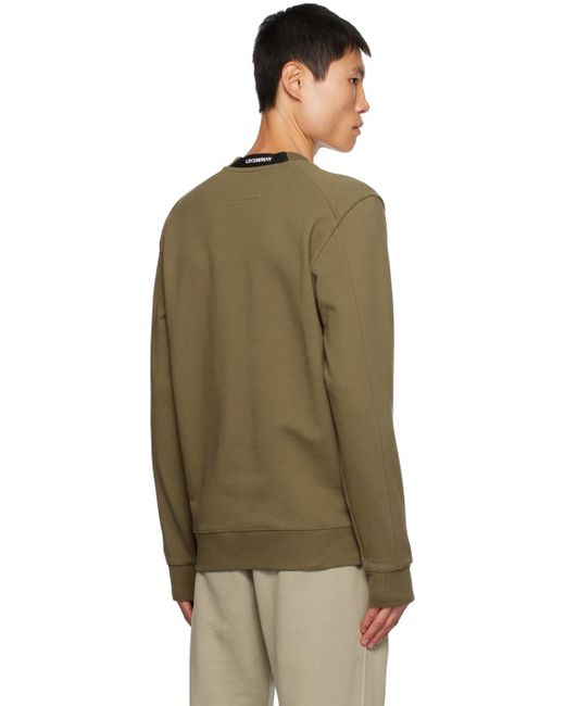 C P Company C.p. Company Green Diagonal Raised Sweatshirt for men